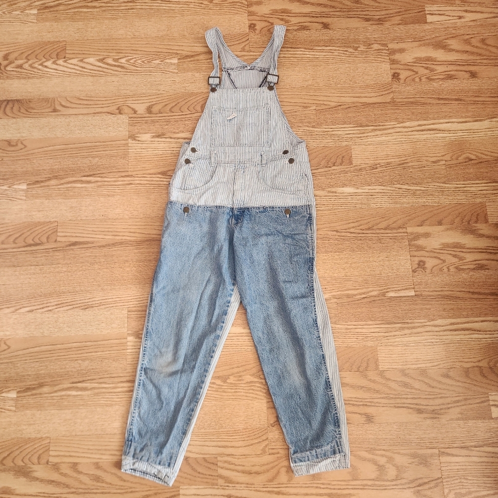GUC Guess Striped Light Blue and White Denim Overalls, Size S